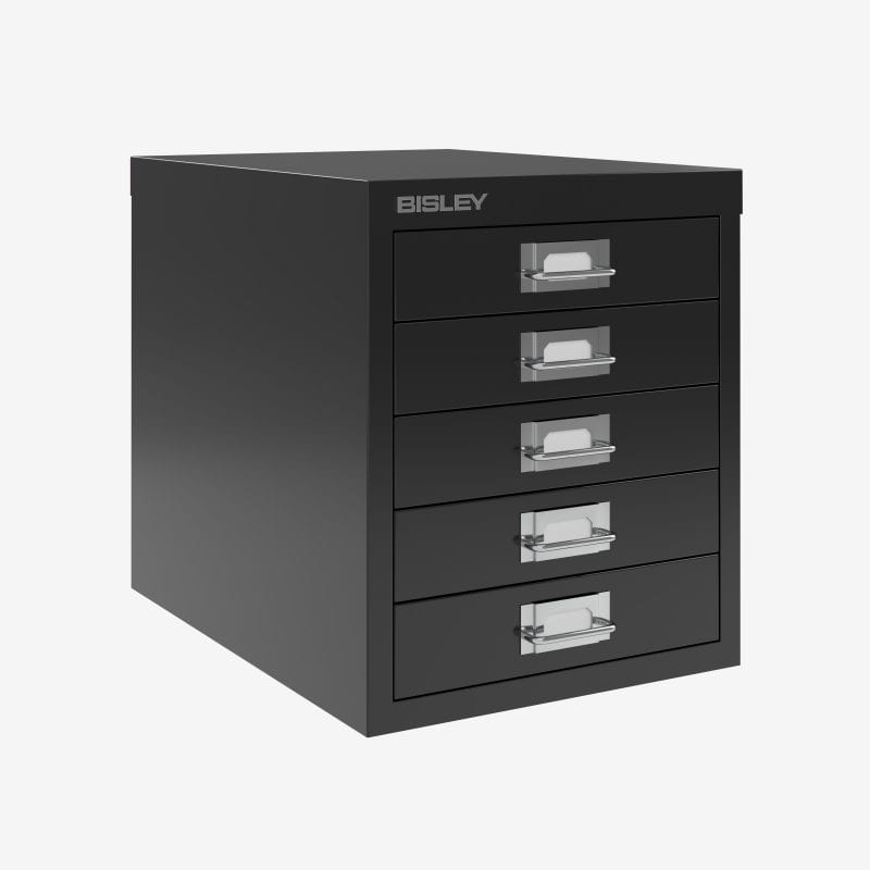 Bisley 5-Drawer Steel Cabinet, 13H x 11W x 15D, Steel Blue