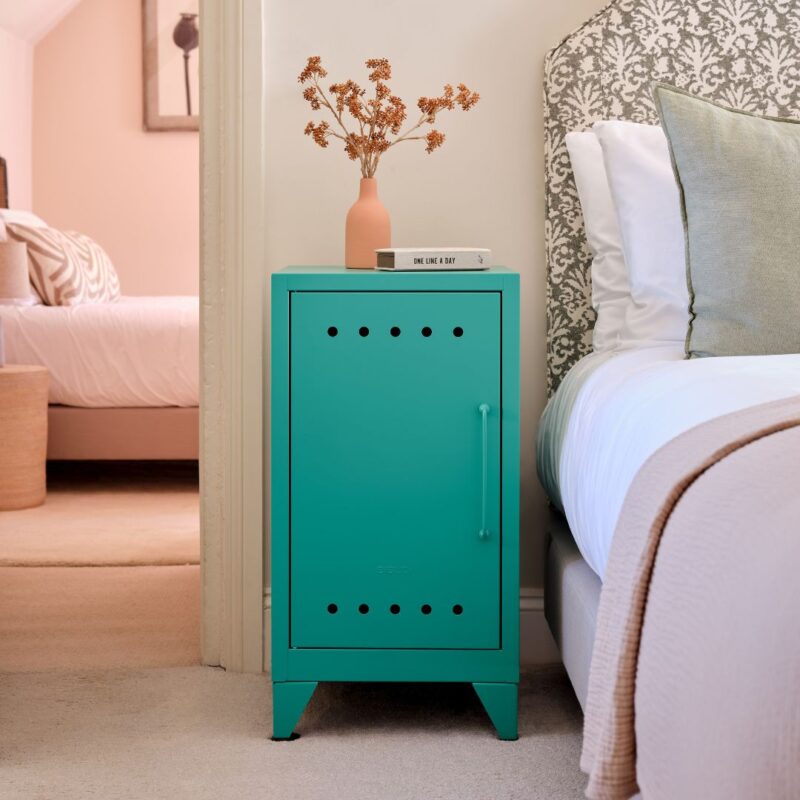 Marine Green Bisley Bedside Storage table